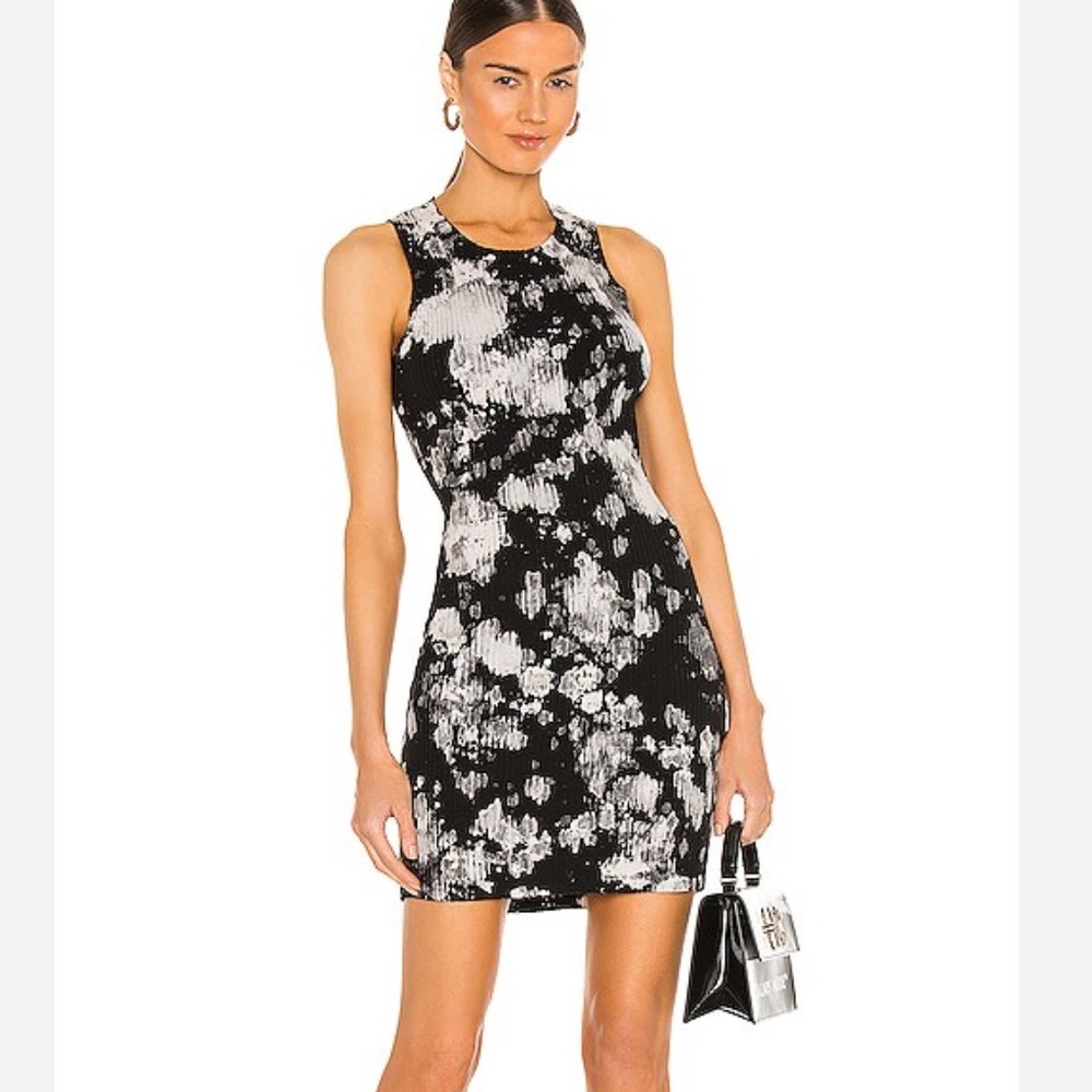 Cotton Citizen Ibiza Tank Mini Dress in Graphite Splatter Size M